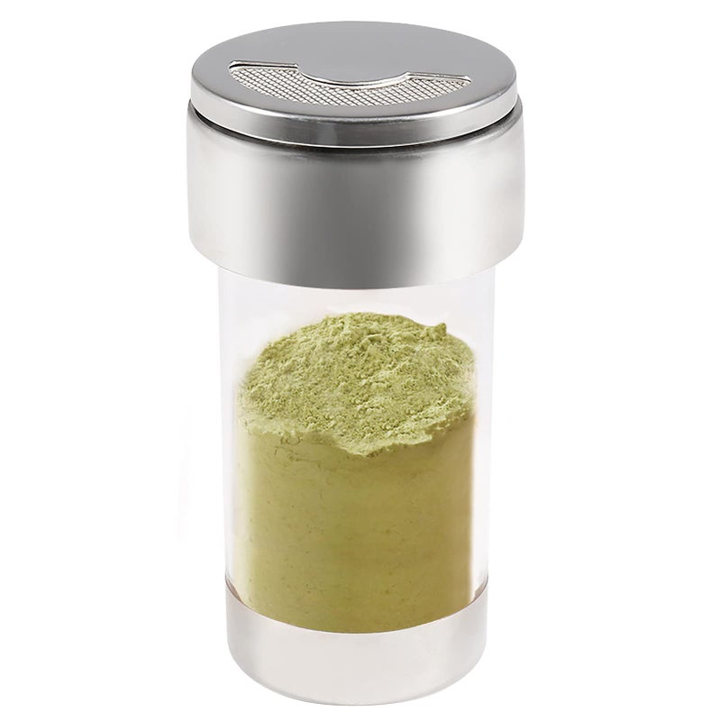 Newness Mesh Shaker or Salt Shaker, Stainless Steel Salt Dispenser, Clear Acrylic Seasoning Fine Mesh Shaker with Rotating Cover, 3.7 Ounces (110 Milliliter) - Image 1